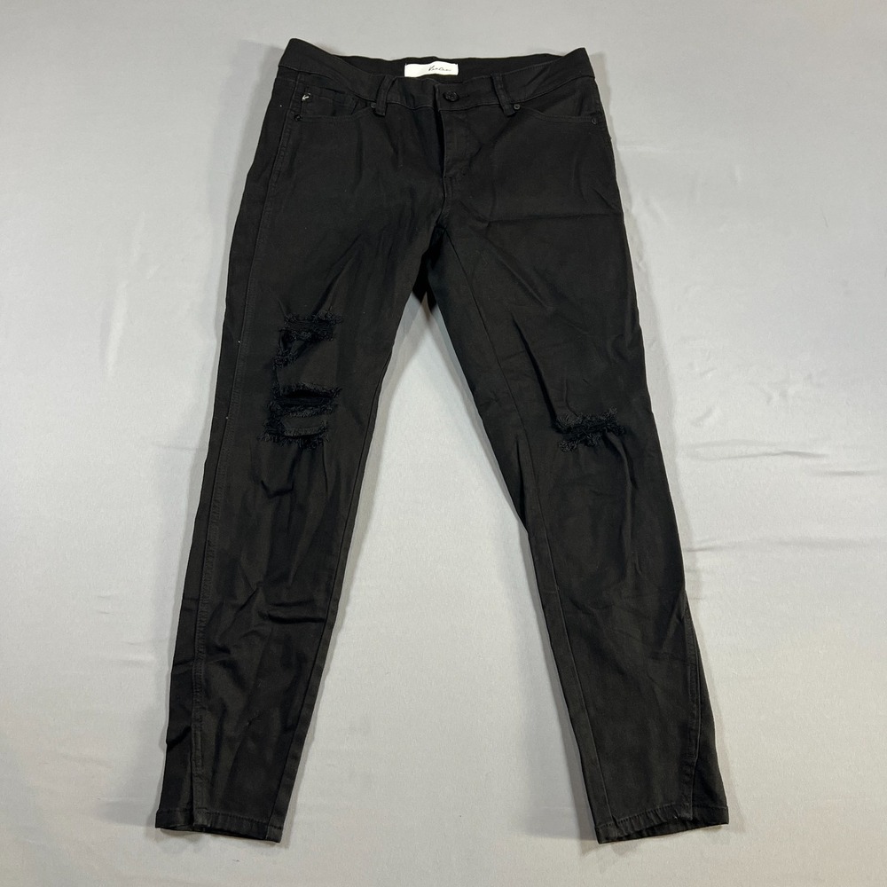 Kancan Estilo Skinny Jeans Womens 11/29 Black Denim Cotton Stretch Distressed